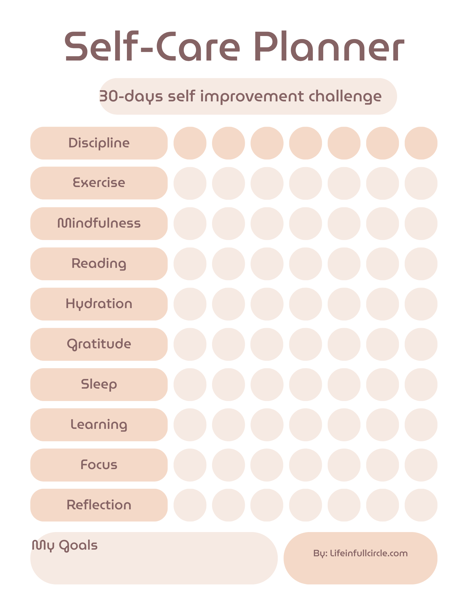 Self-esteem self-care planner worksheet