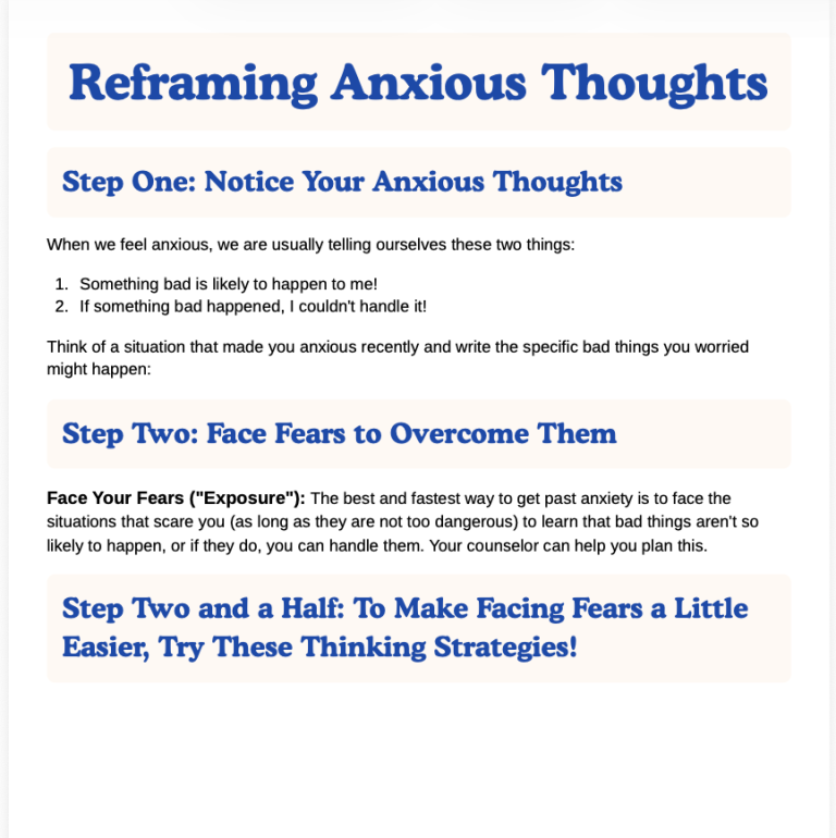 Reframing Anxious Thoughts