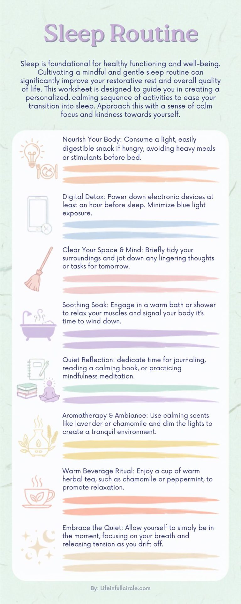 8 ways to set Sleep Routine Worksheet