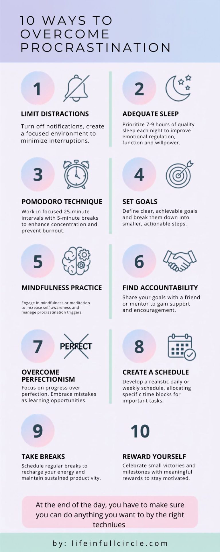 1 0 W A Y S T O Overcome PROCRASTINATION worksheet