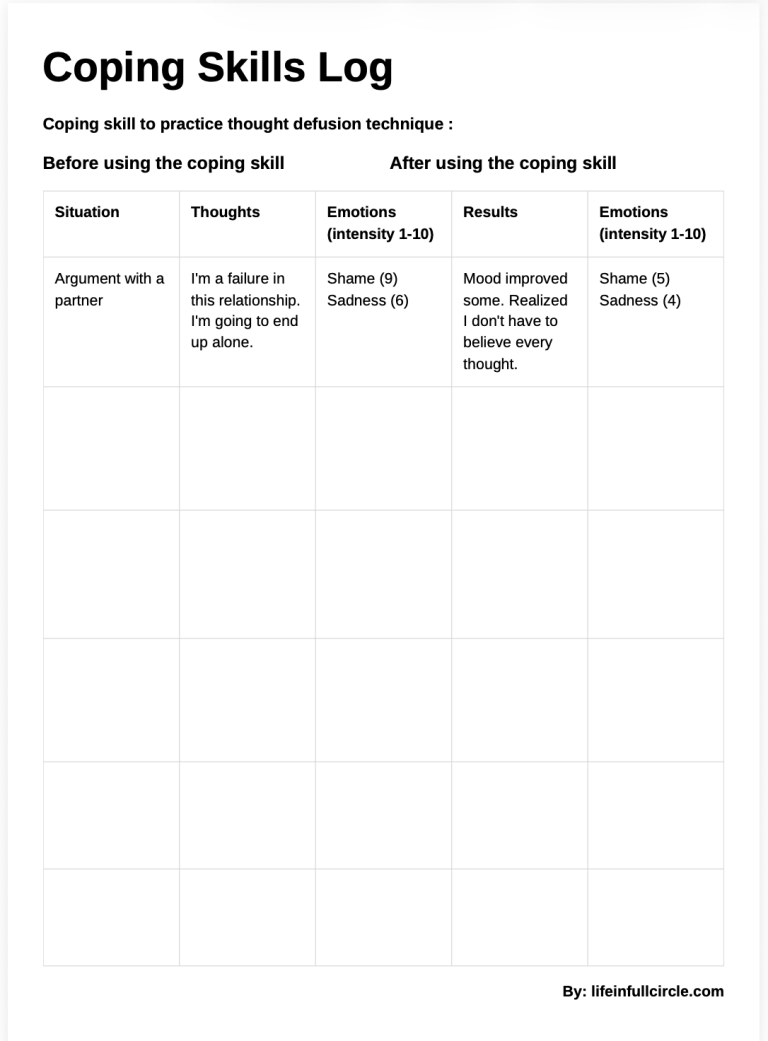 Coping Skills Log