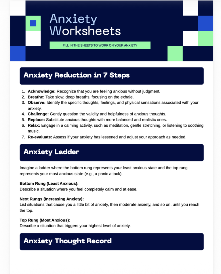 Anxiety Worksheet course