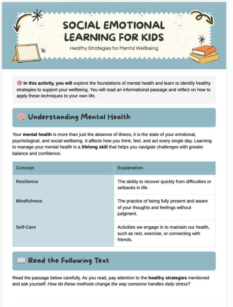 SOCIAL EMOTIONAL LEARNING FOR KIDS